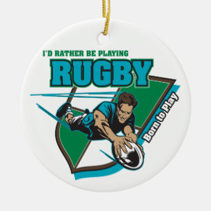 I'd Rather Be Playing Rugby Ceramic Tree Decoration