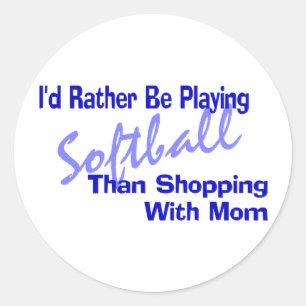 I'd Rather Be Playing Softball Classic Round Sticker