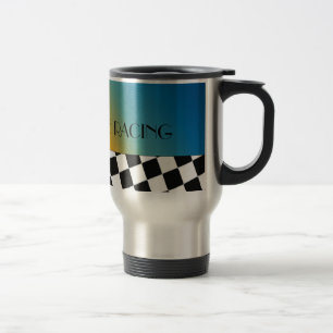 I'd Rather Be Racing Chequered Design Travel Mug