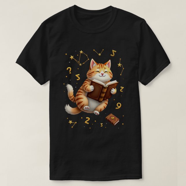 I'd Rather Be Reading Cat Space Booktok Dark Acade T-Shirt (Design Front)