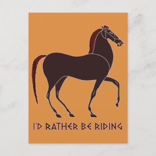 "I'd Rather Be Riding" Horse of Ancient Greek Jar Postcard