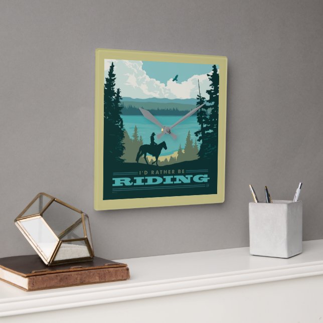 I'd Rather Be Riding Square Wall Clock (Office)