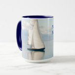 I'd Rather Be Sailing, Customise Message or Name Mug<br><div class="desc">Customise this sailing boat on calm lake cup with your message or name,  or keep the expression,  "I'd Rather Be Sailing". Click “Customise” to change colours and type styles.</div>