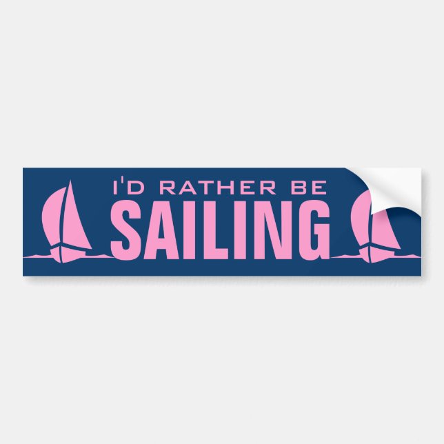 Id rather be sailing sticker | Pink sailboat (Front)