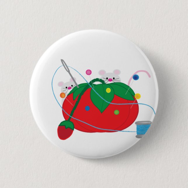 I'd rather be sewing! 6 cm round badge (Front)