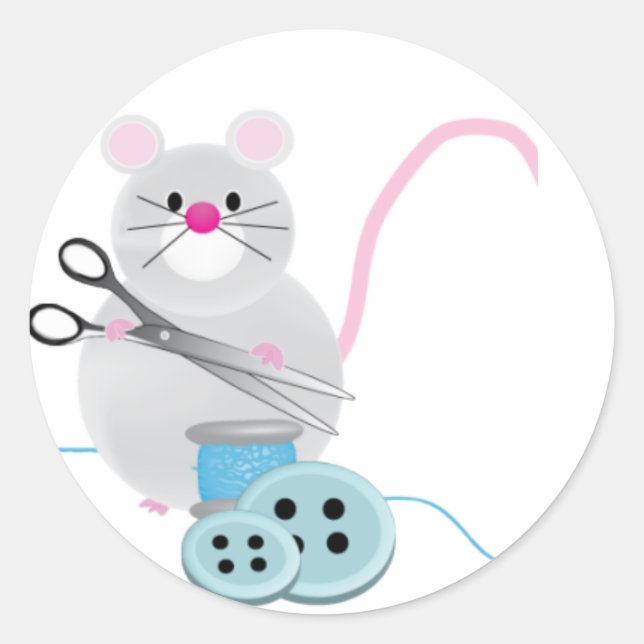 I'd rather be sewing! - mouse classic round sticker (Front)