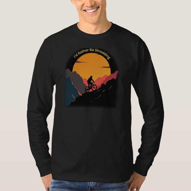 I'd Rather Be Shredding  Print On Back T-Shirt (Front)