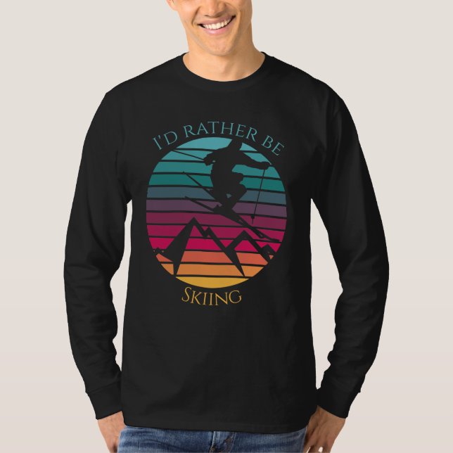 I'd Rather Be Skiing Illustration T-Shirt (Front)