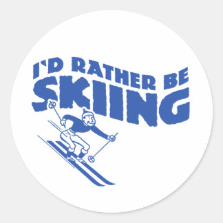 I'd Rather Be Skiing (male) Classic Round Sticker
