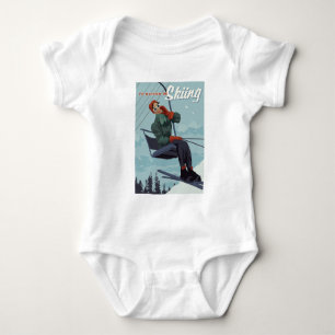 I'd Rather Be Skiing Print Baby Bodysuit