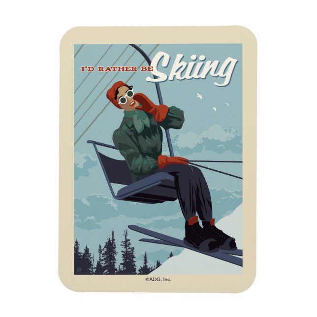 I'd Rather Be Skiing Print Magnet (Vertical)