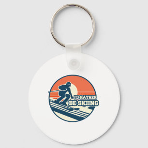 I'd Rather Be Skiing Retro Skiing Enthusiast Desig Key Ring