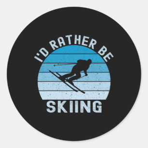 I'd Rather Be Skiing Retro Vintage Skier Ski Men D Classic Round Sticker