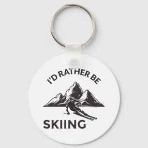 Id Rather Be Skiing - Skier Gift, Winter Sport Key Ring