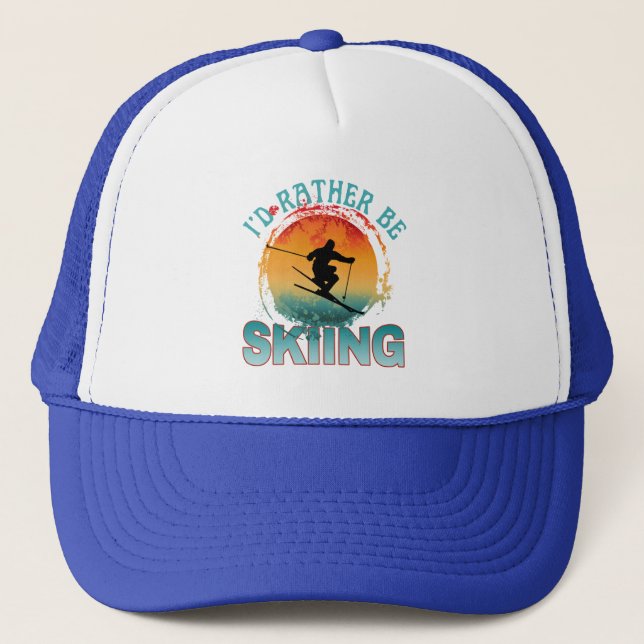 i'd rather be skiing  trucker hat (Front)