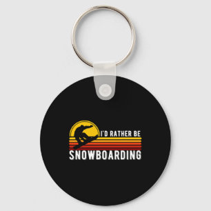Id Rather Be Snowboarding Retro Vintage Snowboard Key Ring