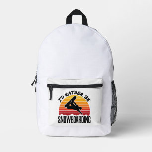 I'd Rather Be Snowboarding Snowboarder Vintage Printed Backpack