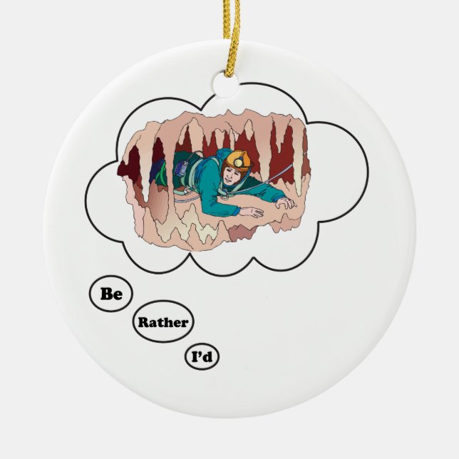 I'd rather be Spelunking 3 Ceramic Tree Decoration (Front)