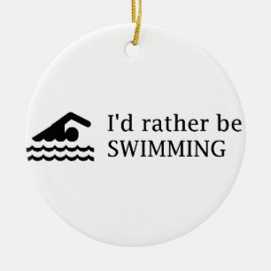 I'd rather be SWIMMING Ceramic Tree Decoration