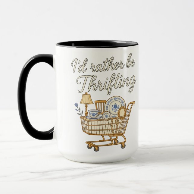 I'd rather be thrifting retro vintage funny id, ra mug (Left)