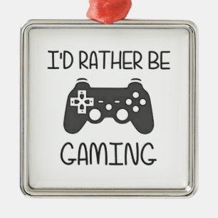 I'd Rather Be Video Gaming Metal Tree Decoration