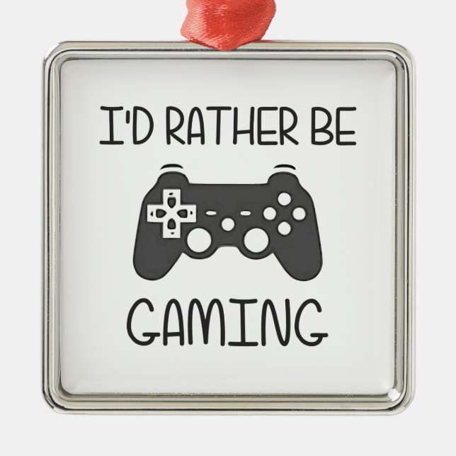 I'd Rather Be Video Gaming Metal Tree Decoration (Front)