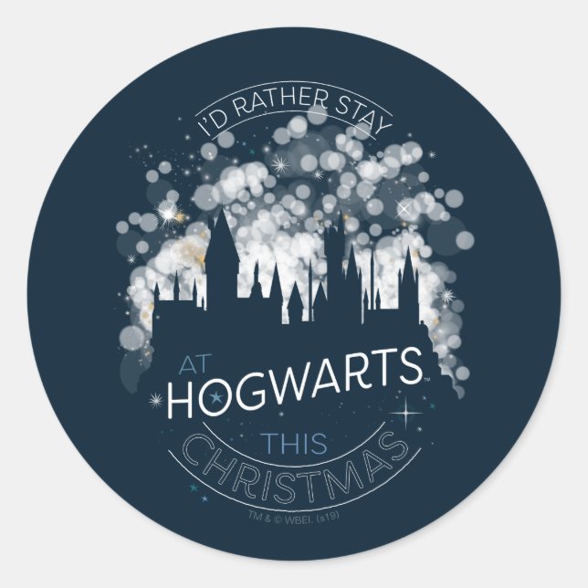 I'd Rather Stay At HOGWARTS™ Magic Lights Art Classic Round Sticker (Front)