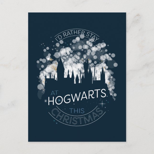 I'd Rather Stay At HOGWARTS™ Magic Lights Art Holiday Postcard (Front)