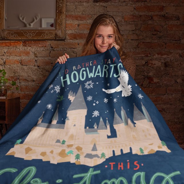 I'd Rather Stay At Hogwarts This Christmas Fleece Blanket (Person under blanket)