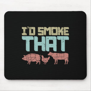 Id Smoke Pork Chicken Beef Funny Bbq Barbecue Gril Mouse Mat