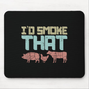 Id Smoke Pork Chicken Beef Funny Bbq Barbecue Gril Mouse Mat