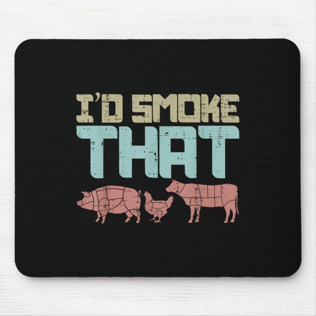 Id Smoke Pork Chicken Beef Funny Bbq Barbecue Gril Mouse Mat (Front)