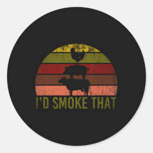 Id Smoke That Barbecue 2  Classic Round Sticker