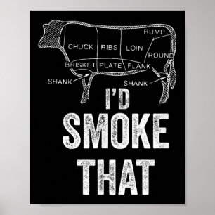 Id Smoke That Bbq Grill Barbecue Cooking Outdoor G Poster