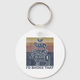 Id Smoke That Beef Pork Chicken Butcher Cut Funny Key Ring