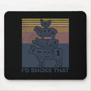 I'd Smoke That Beef Pork Chicken Butcher Cut Funny Mouse Mat