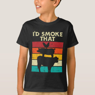 Id Smoke That Chicken Pork Beef Retro Meat Smoking T-Shirt