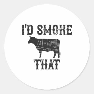 I'd Smoke That Cow Bbq Grilling  Classic Round Sticker