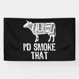 Id Smoke That Cow BBQ Smoking Grilling Barbecue Banner