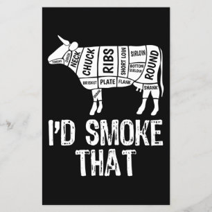 Id Smoke That Cow BBQ Smoking Grilling Barbecue Flyer