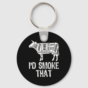 I'd Smoke That Cow Bbq Smoking Grilling Barbecue M Key Ring