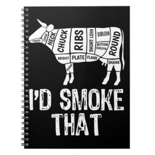 Id Smoke That Cow BBQ Smoking Grilling Barbecue Notebook