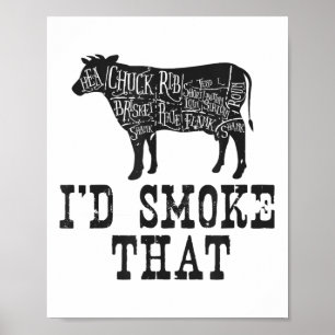 Id Smoke That Cow - Grillmasters Apparel For Bbq L Poster