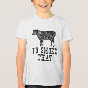 Id Smoke That Cow - Grillmasters Apparel For Bbq L Tri-Blend Shirt