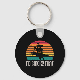 I'd Smoke That Dinosaurs Bbq Grilling Meat Animals Key Ring