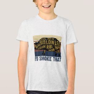 Id Smoke That Funny Barbecue Pig _1 Tri-Blend Shirt
