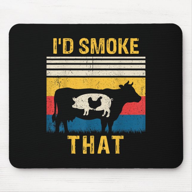 Id Smoke That Funny Bbq Barbeque Smoker Grilling C Mouse Mat (Front)