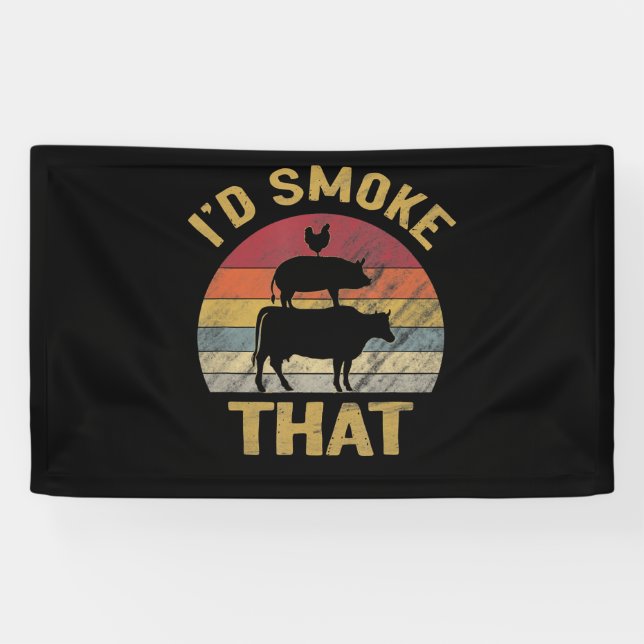 Id Smoke That Funny BBQ Meat Smoker Grill Gift Banner (Horizontal)