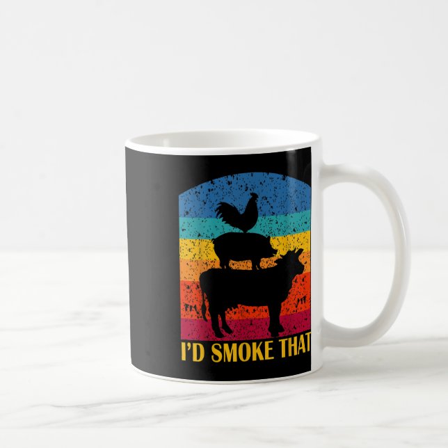Id Smoke That - Funny Bbq Retro Barbeque Grilling  Coffee Mug (Right)