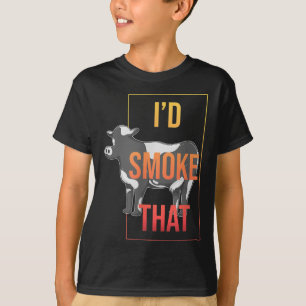 Id Smoke That Funny Bbq Smoker Cow Barbecue Grilli T-Shirt
